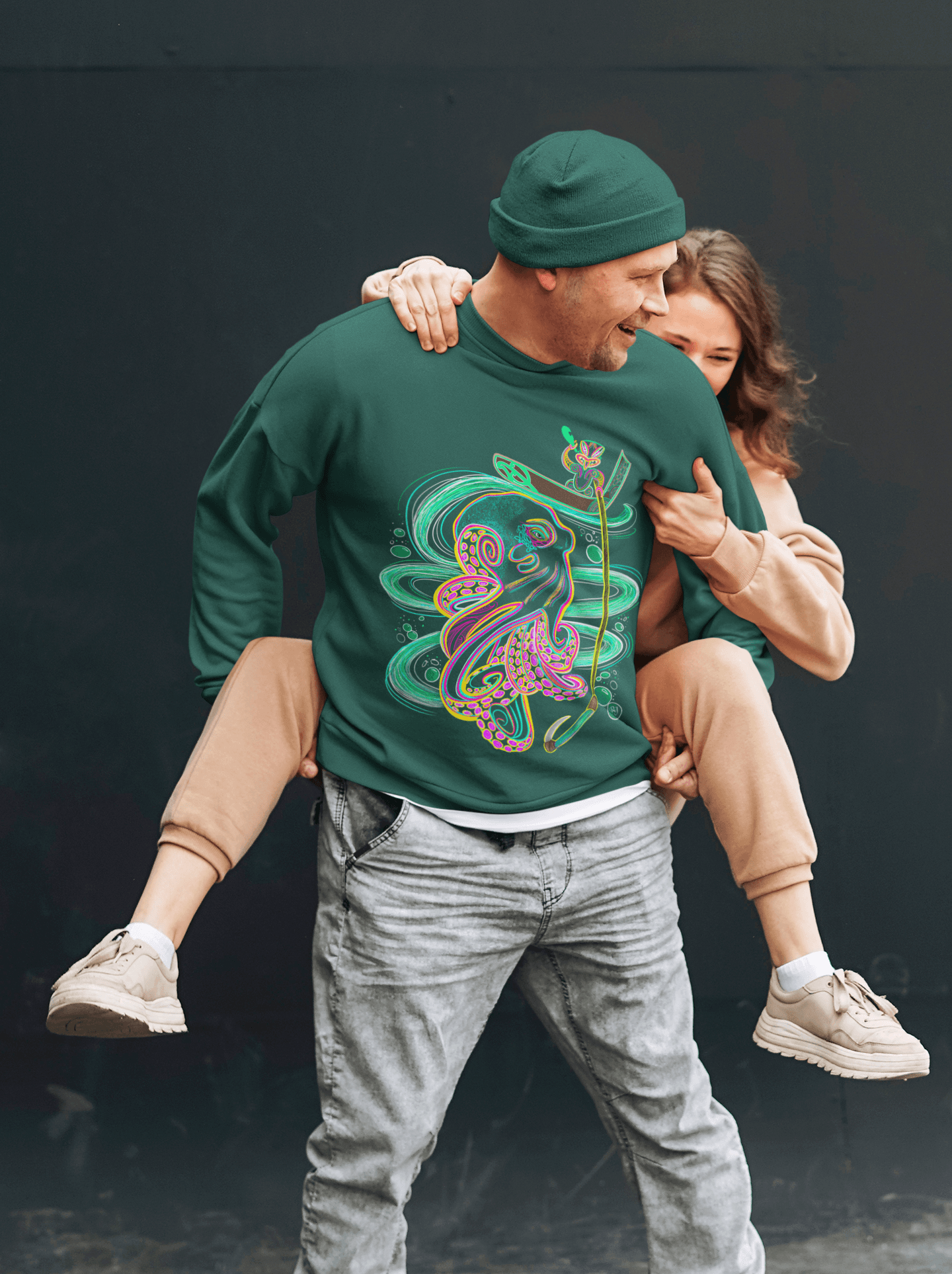 Kupe and Te Wheke Unisex Crew - River Jayden Art