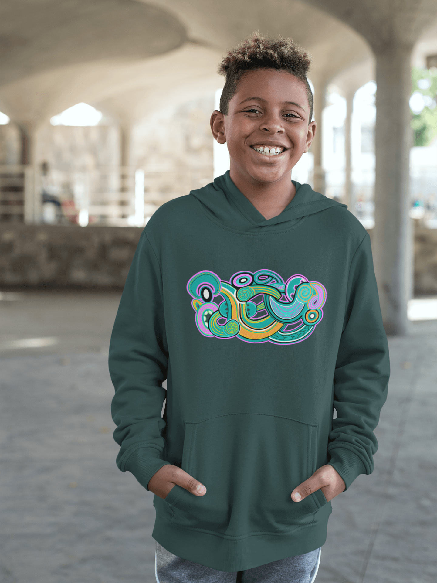Te Tihi o Kahukura - Kids Hoodie (Green Design) - River Jayden Art
