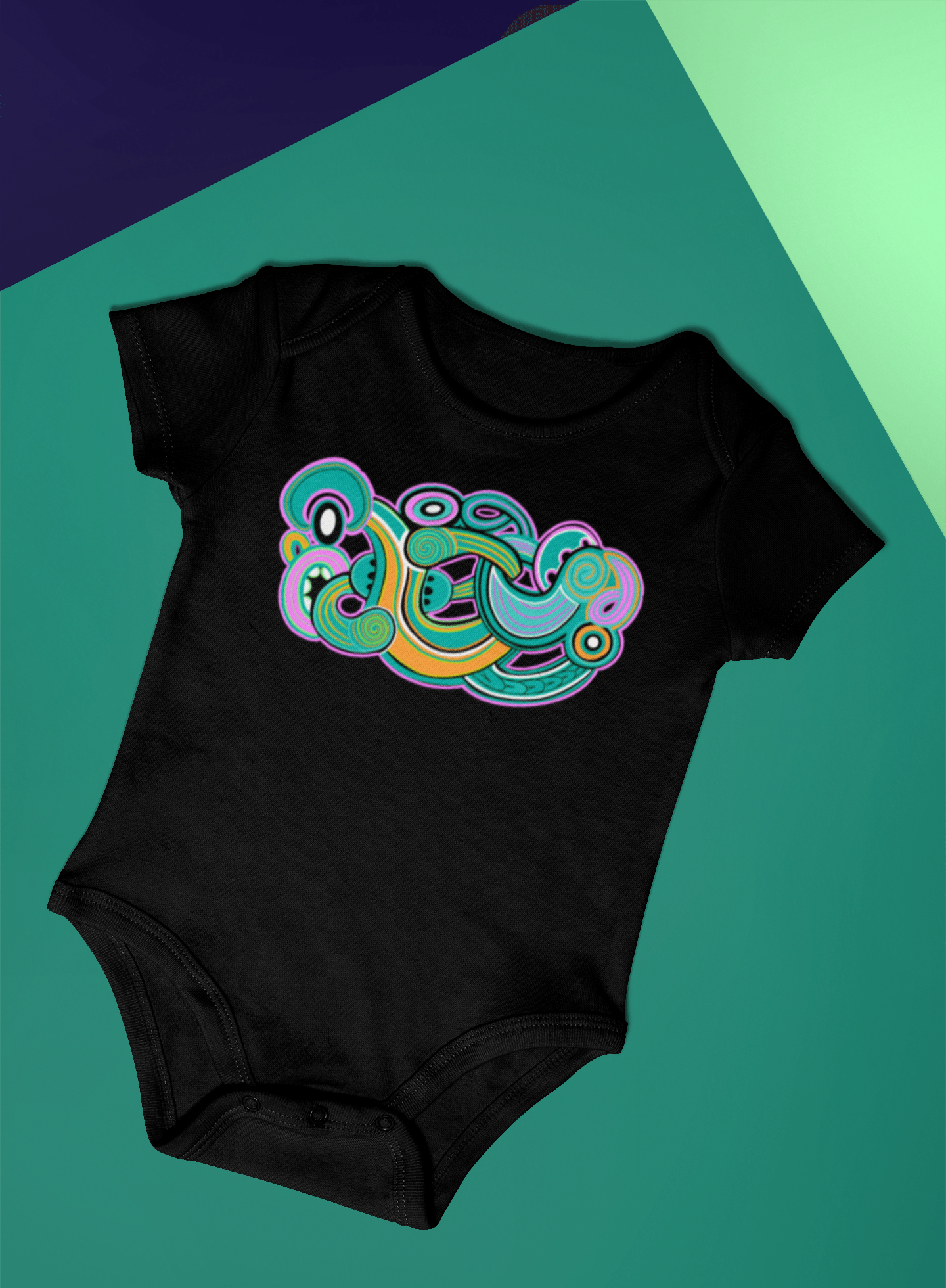 Te Tihi o Kahukura - Pēpē onesie (Green Design) - River Jayden Art