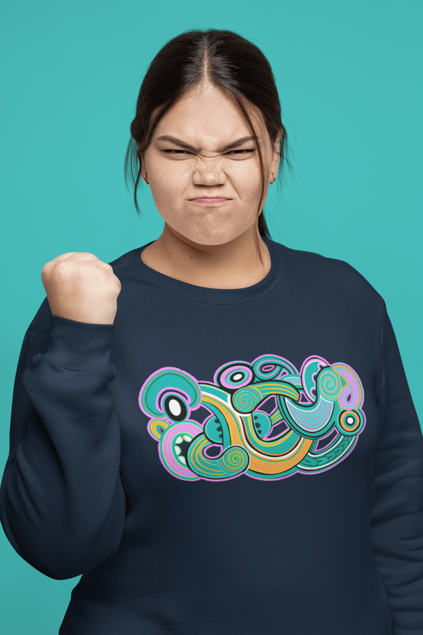Te Tihi o Kahukura - Plus Size Crew (Green Design) - River Jayden Art