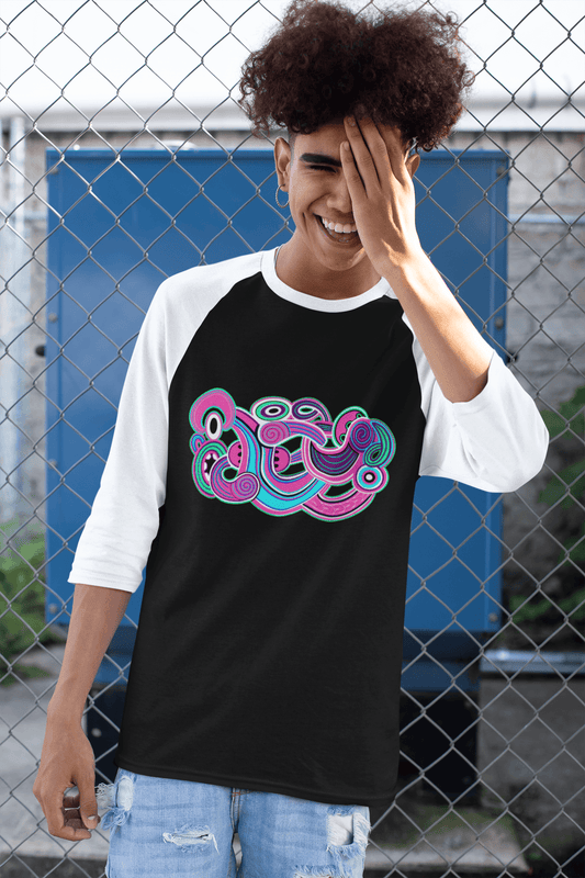 Kahukura - Raglan T-shirt (Pink Design) - River Jayden Art