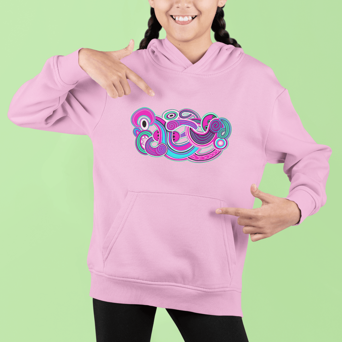 Te Tihi o Kahukura - Kids Hoodie (Pink Design) - River Jayden Art