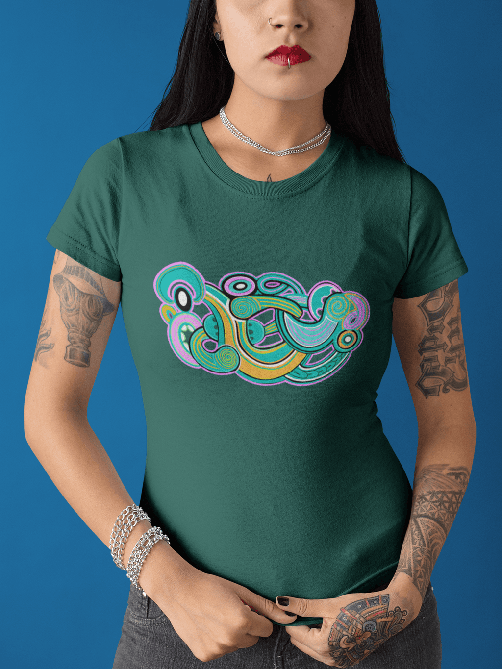 Te Tihi o Kahukura - Wāhine T-Shirt (Green Design) - River Jayden Art